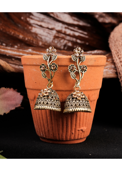 Afgani German Silver Oxidized Jhumki Earrings for Women (DESIGN 1036)