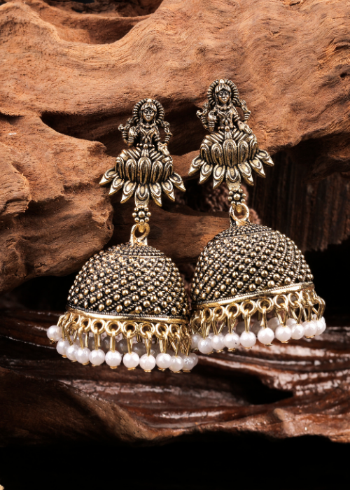 Afgani German Silver Oxidized Jhumki Earrings for Women (DESIGN 1041)