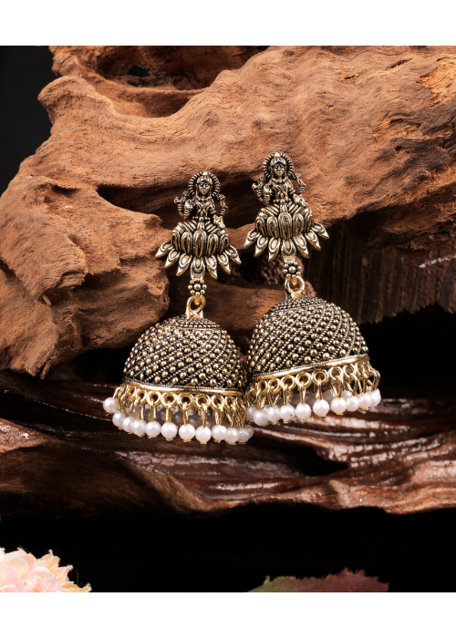 Afgani German Silver Oxidized Jhumki Earrings for Women (DESIGN 1041)