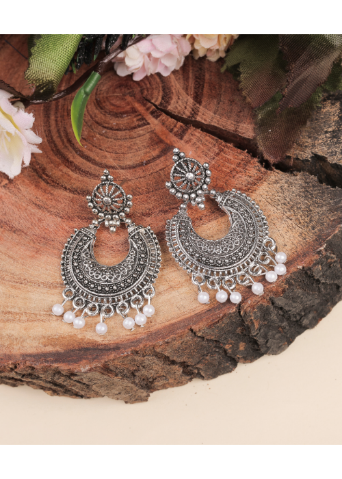 Afgani German Silver Oxidized Jhumki Earrings for Women (DESIGN 1045)