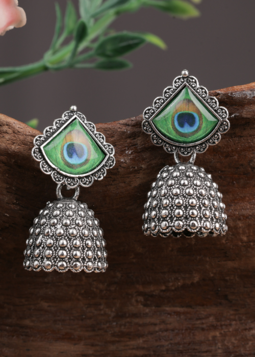 Afgani German Silver Oxidized Jhumki Earrings for Women (DESIGN 1050)