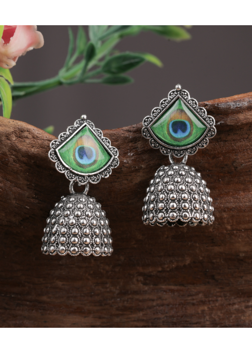 Afgani German Silver Oxidized Jhumki Earrings for Women (DESIGN 1050)