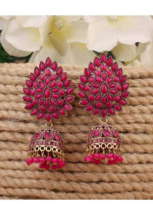Afgani German Silver Oxidized Jhumki Earrings for Women (DESIGN 1053)