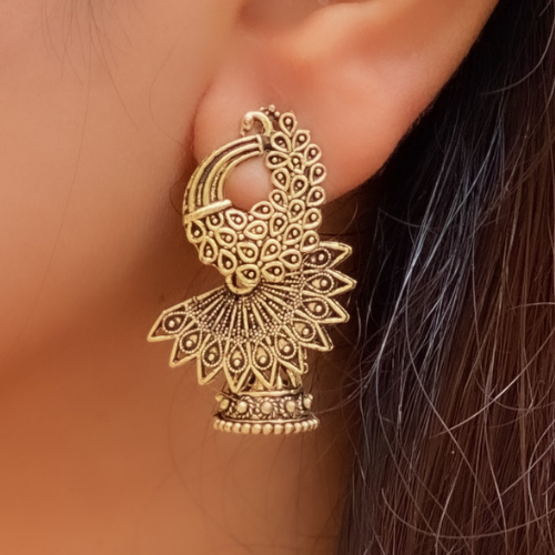 Afgani German Silver Oxidized Jhumki Earrings for Women (DESIGN 200)