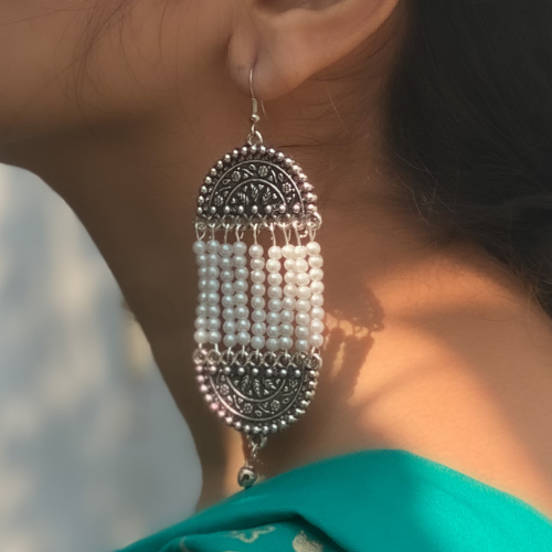 Afgani German Silver Oxidized Jhumki Earrings for Women (DESIGN 240)