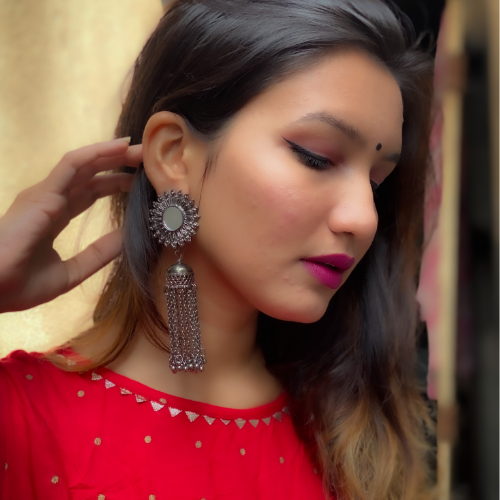 Afgani German Silver Oxidized Jhumki Earrings for Women (DESIGN 216)