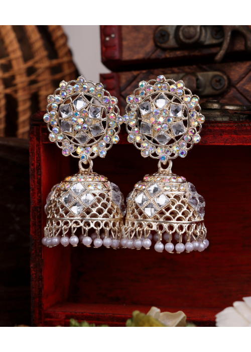 Afgani German Silver Oxidized Jhumki Earrings for Women (DESIGN 1103)
