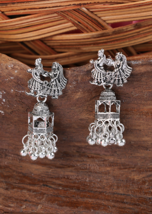 Afgani German Silver Oxidized Jhumki Earrings for Women (DESIGN 1107)