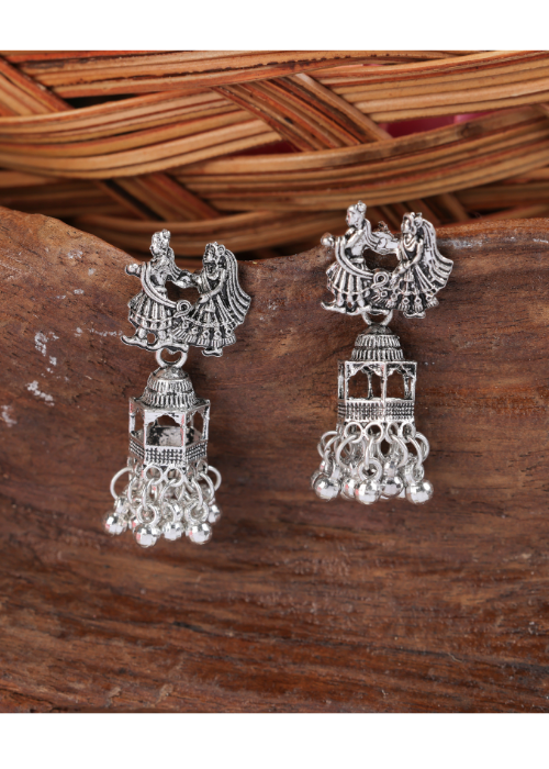 Afgani German Silver Oxidized Jhumki Earrings for Women (DESIGN 1107)