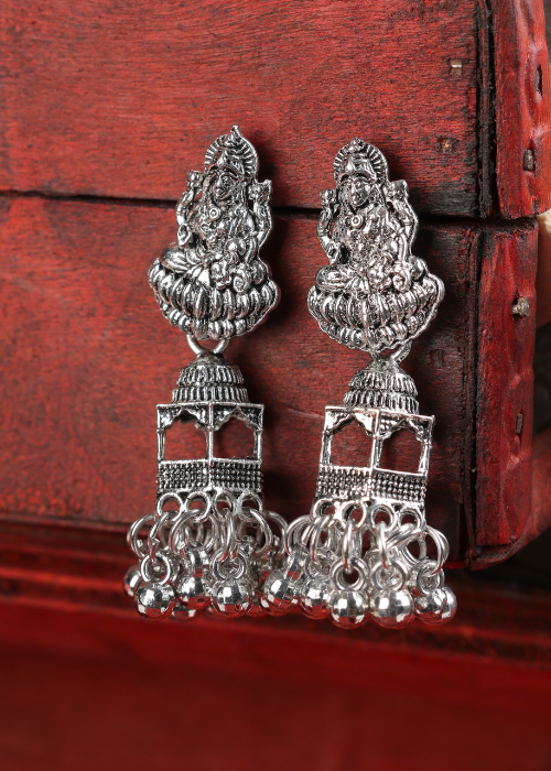 Afgani German Silver Oxidized Jhumki Earrings for Women (DESIGN 1108)