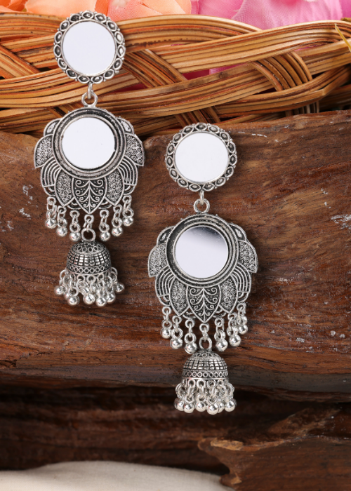 Afgani German Silver Oxidized Jhumki Earrings for Women (DESIGN 1110)