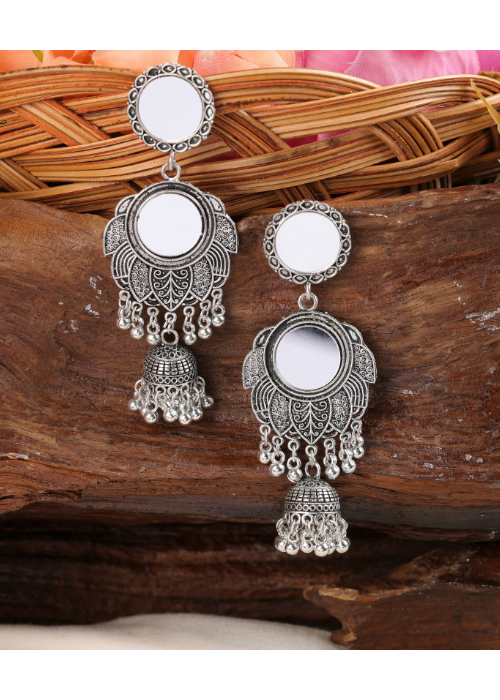 Afgani German Silver Oxidized Jhumki Earrings for Women (DESIGN 1110)