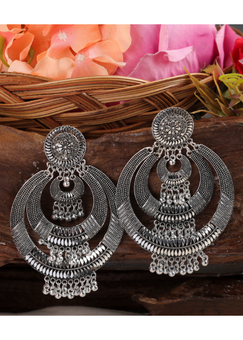 Afgani German Silver Oxidized Jhumki Earrings for Women (DESIGN 1111)