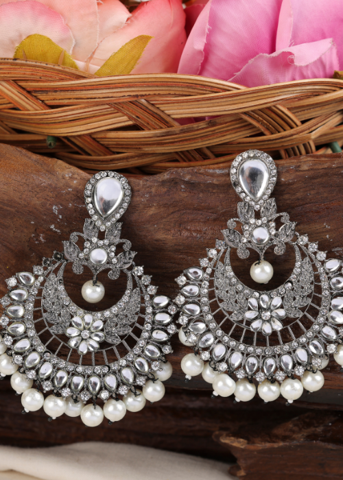 Afgani German Silver Oxidized Jhumki Earrings for Women (DESIGN 1113)