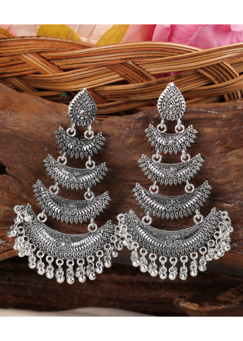 Afgani German Silver Oxidized Jhumki Earrings for Women (DESIGN 1115)
