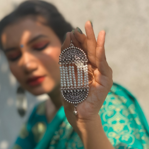 Afgani German Silver Oxidized Jhumki Earrings for Women (DESIGN 240)