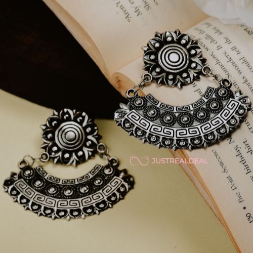Afgani German Silver Oxidized Jhumki Earrings for Women (DESIGN 568)