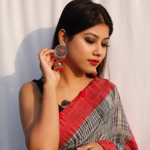 Red Radiance Oxidised Jhumka (DESIGN 236)