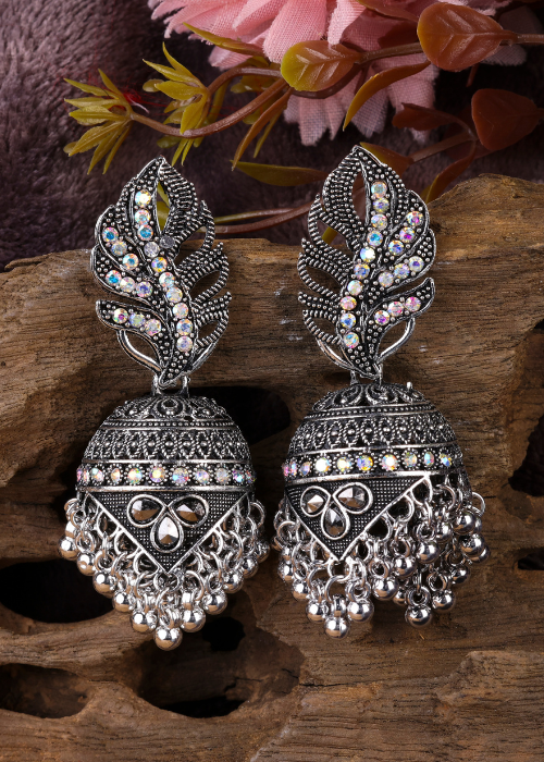 Afgani German Silver Oxidized Jhumki Earrings for Women (DESIGN 1202)