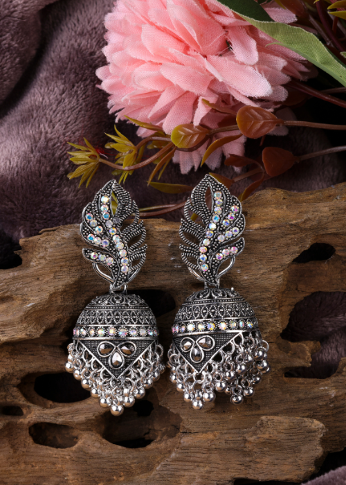 Afgani German Silver Oxidized Jhumki Earrings for Women (DESIGN 1202)