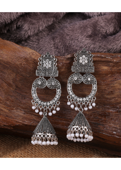 Afgani German Silver Oxidized Jhumki Earrings for Women (DESIGN 1213)