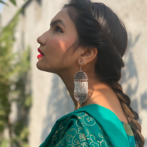 Afgani German Silver Oxidized Jhumki Earrings for Women (DESIGN 240)