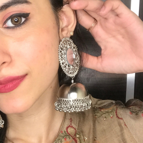 Afgani German Silver Oxidized Jhumki Earrings for Women (DESIGN 157)