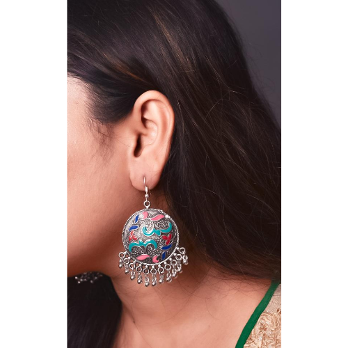 Afgani German Silver Oxidized Jhumki Earrings for Women (DESIGN 48)