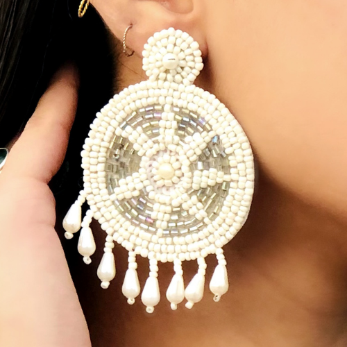 Enthralling Elegance Embroidered Fashion Earrings (DESIGN 514)