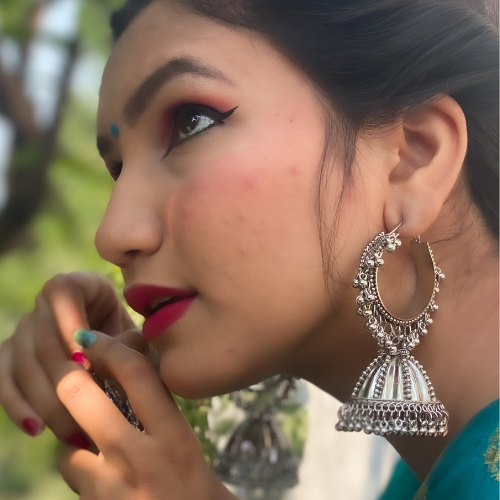 Ethnic Elegance Oxidised Jhumkas (DESIGN 229)