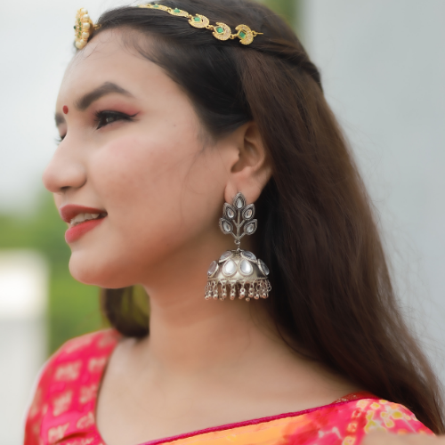 Afgani German Silver Oxidized Jhumki Earrings for Women (DESIGN 56)