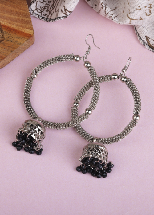 Afgani German Silver Oxidized Jhumki Earrings for Women (DESIGN 1503)