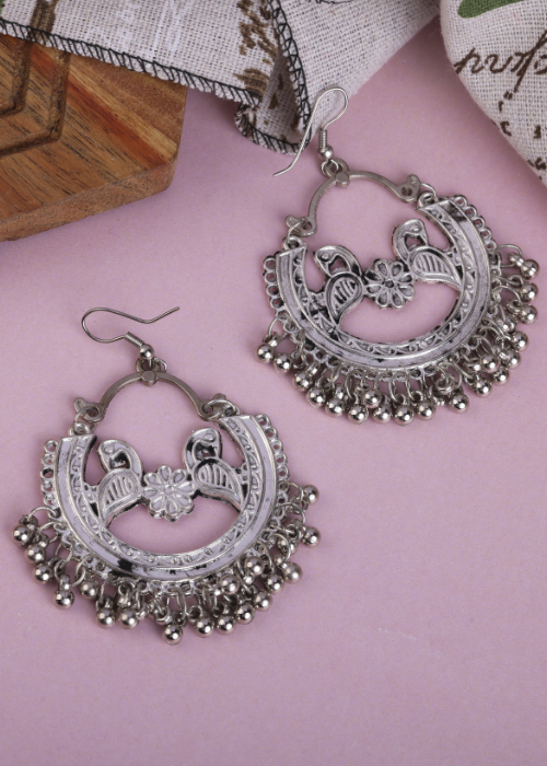 Afgani German Silver Oxidized Jhumki Earrings for Women (DESIGN 1504)