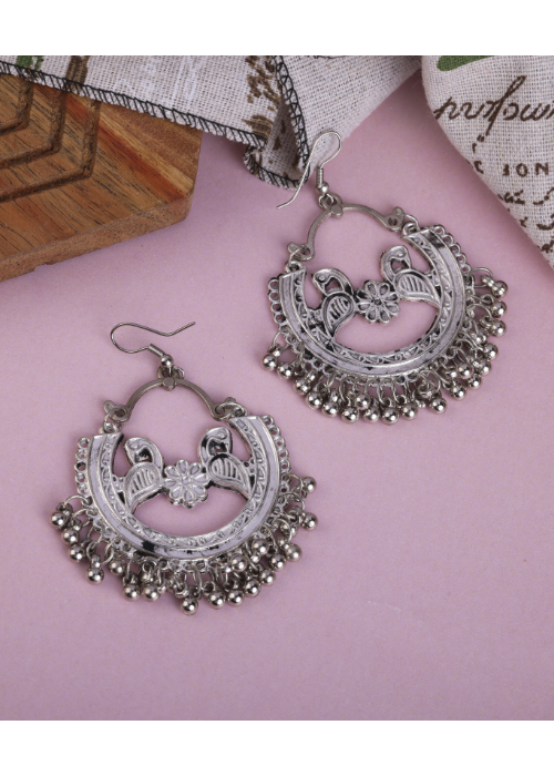 Afgani German Silver Oxidized Jhumki Earrings for Women (DESIGN 1504)