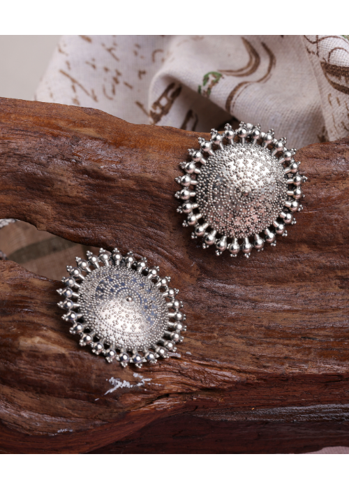 Afgani German Silver Oxidized Jhumki Earrings for Women (DESIGN 1506)
