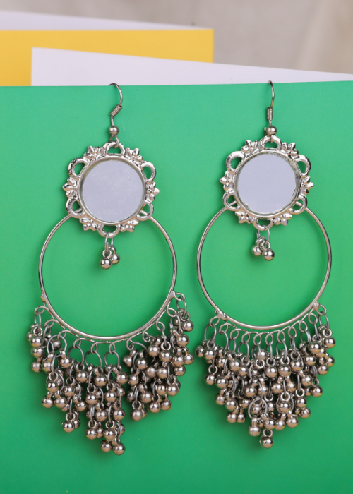 Afgani German Silver Oxidized Jhumki Earrings for Women (DESIGN 1512)