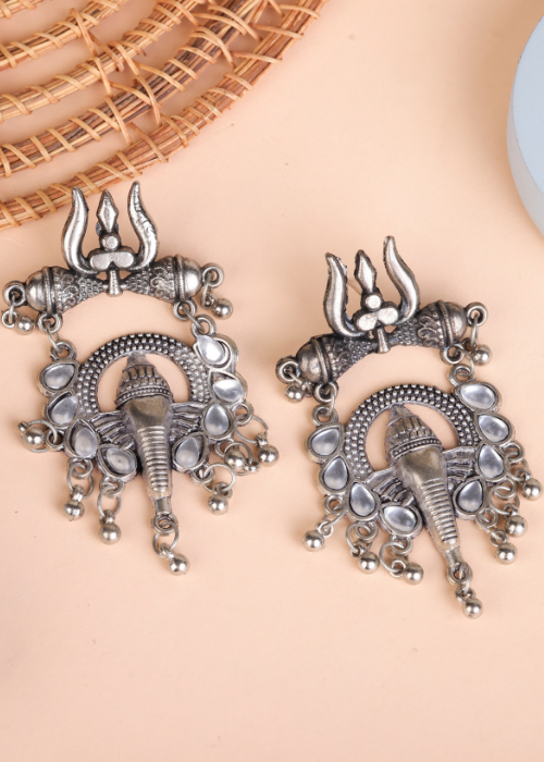 Afgani German Silver Oxidized Jhumki Earrings for Women (DESIGN 1516)