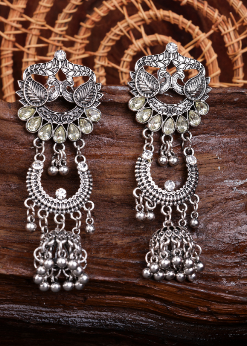 Afgani German Silver Oxidized Jhumki Earrings for Women (DESIGN 1526)