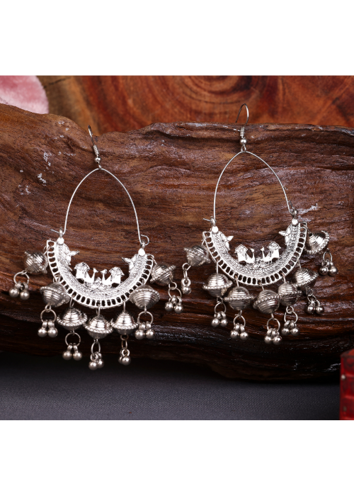 Afgani German Silver Oxidized Jhumki Earrings for Women (DESIGN 1527)
