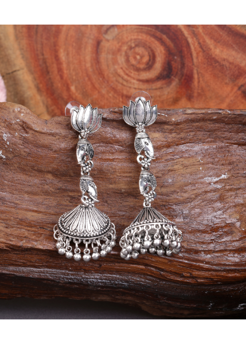 Afgani German Silver Oxidized Jhumki Earrings for Women (DESIGN 1531)