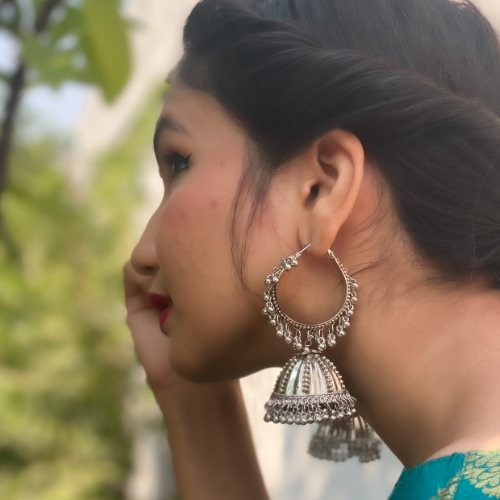 Ethnic Elegance Oxidised Jhumkas (DESIGN 229)