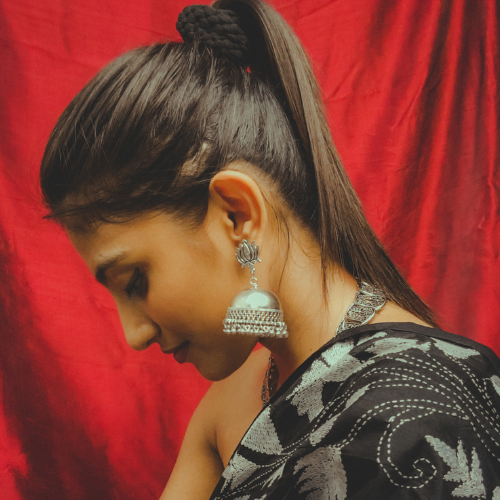 Afgani German Silver Oxidized Jhumki Earrings for Women (DESIGN 141)