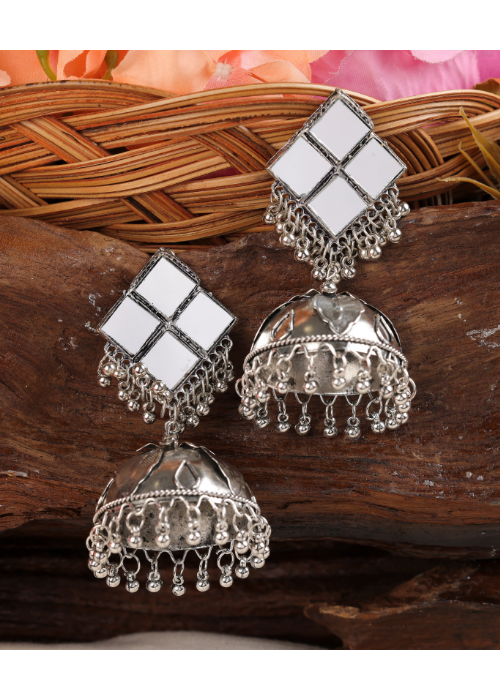 Afgani German Silver Oxidized Jhumki Earrings for Women (DESIGN 1601)