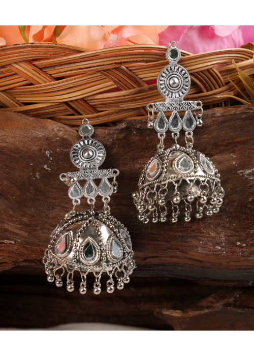 Afgani German Silver Oxidized Jhumki Earrings for Women (DESIGN 1603)