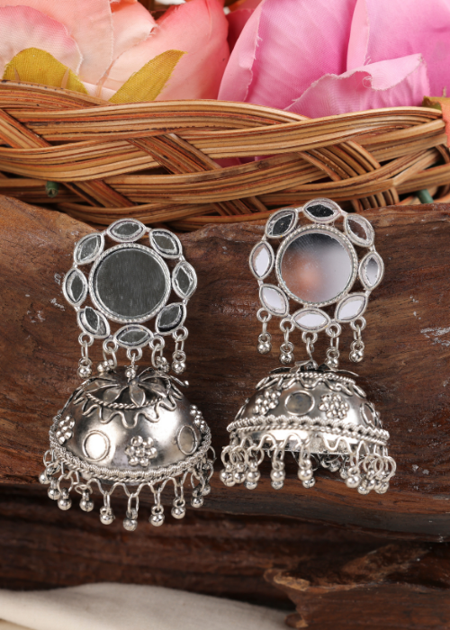 Afgani German Silver Oxidized Jhumki Earrings for Women (DESIGN 1604)