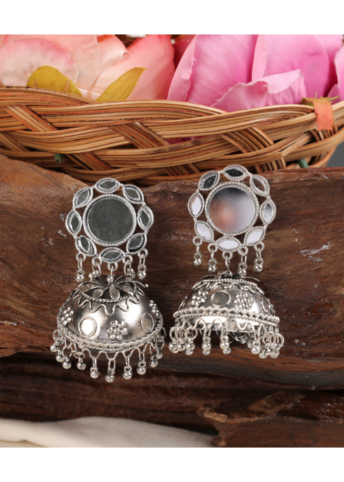 Afgani German Silver Oxidized Jhumki Earrings for Women (DESIGN 1604)