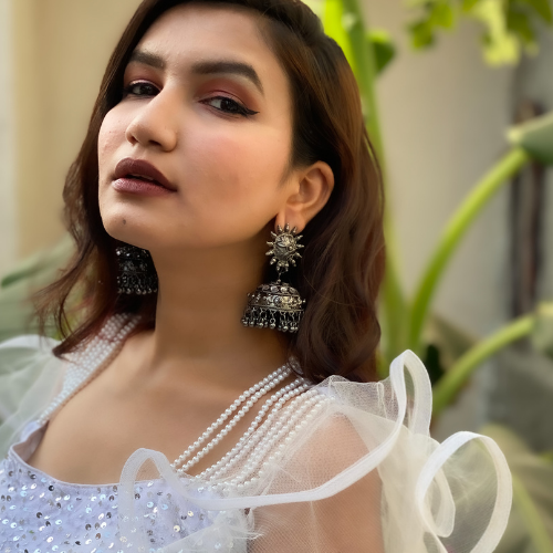 Afgani German Silver Oxidized Jhumki Earrings for Women (DESIGN 356)