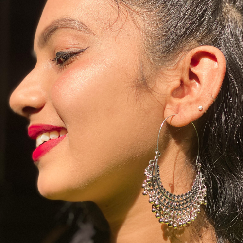 Afgani German Silver Oxidized Jhumki Earrings for Women (DESIGN 251)