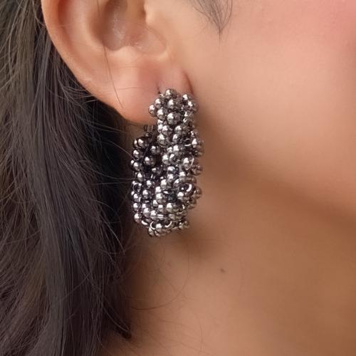 Afgani German Silver Oxidized Jhumki Earrings for Women (DESIGN 30)