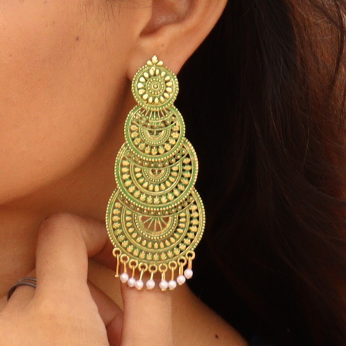 Afgani German Silver Oxidized Jhumki Earrings for Women (DESIGN 382)